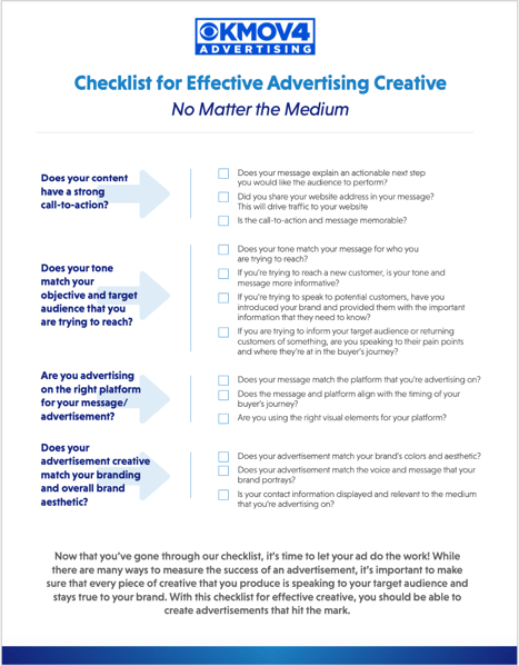 Checklist for Effective Advertising Creative No Matter the Medium